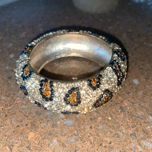 BEBE Preowned Leopard Print Rhinestone Arm Candy